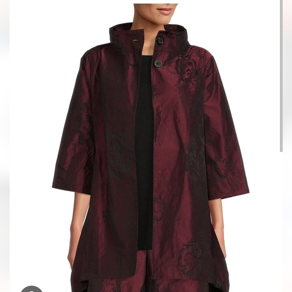 Bryn Walker Yael Textured Memory Crunch Woven Jacquard Stand Collar Jacket - Picture 3 of 11